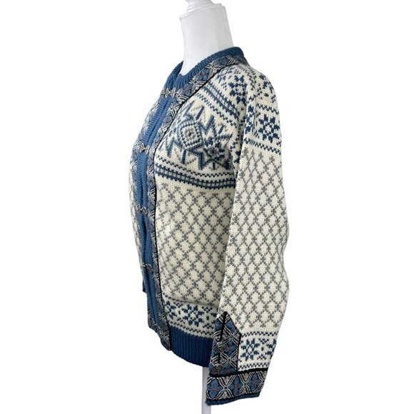 Dale of Norway Blue and White Cardigan Sweater - Picture 3 of 10